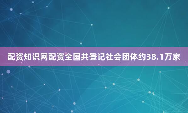 配资知识网配资全国共登记社会团体约38.1万家